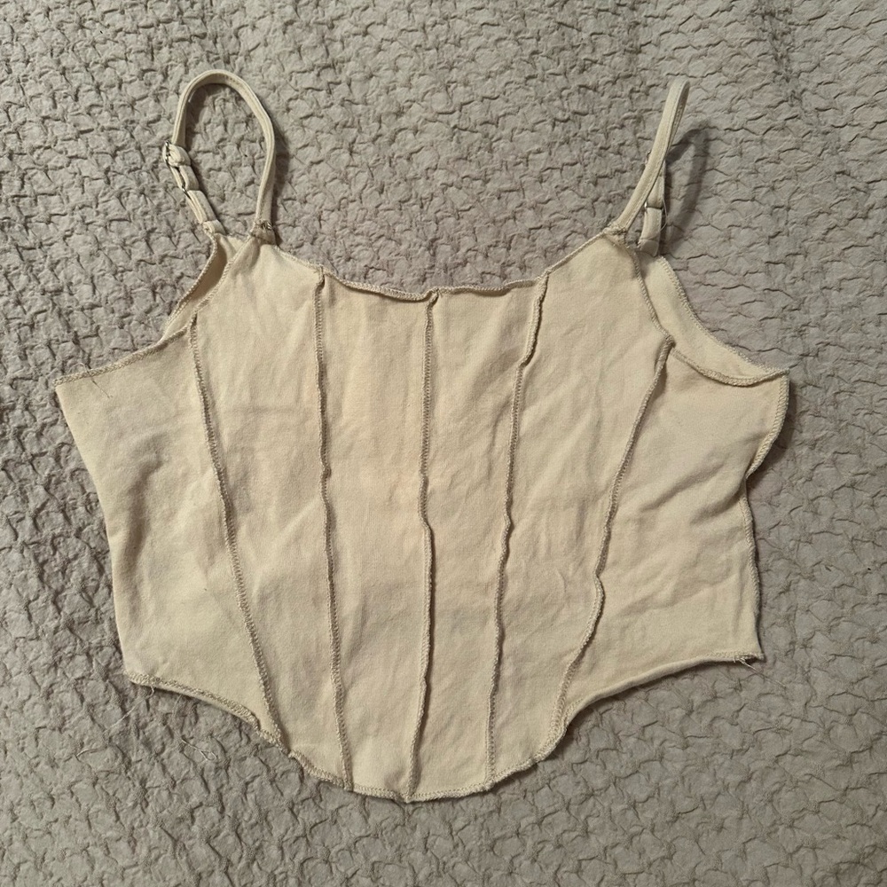 Cream crop tank top